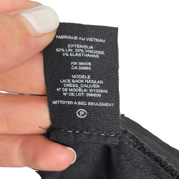 Theory | Linen Lace Back Short Sleeve Mini Dress in Black 4 - Picture 6 of 7